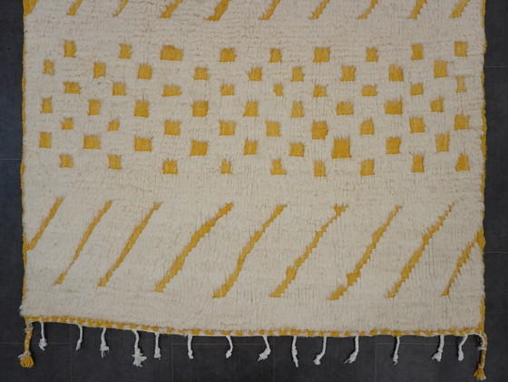 Image 1 of Tapis berbère - 252 Cm X 151 Cm - Laine blanche et jaune