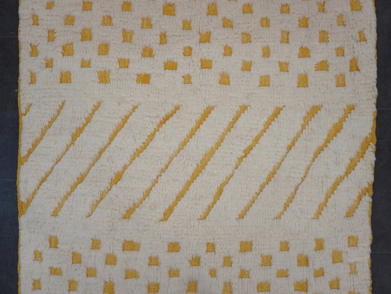 Image 1 of Tapis berbère - 252 Cm X 151 Cm - Laine blanche et jaune