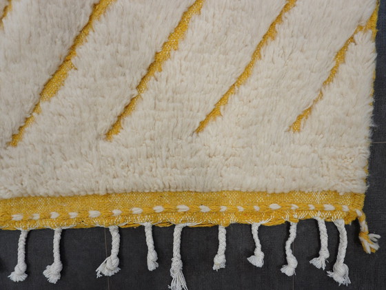 Image 1 of Tapis berbère - 252 Cm X 151 Cm - Laine blanche et jaune