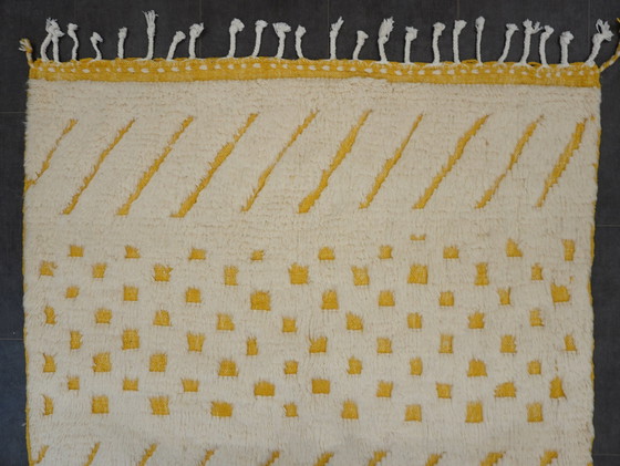 Image 1 of Tapis berbère - 252 Cm X 151 Cm - Laine blanche et jaune