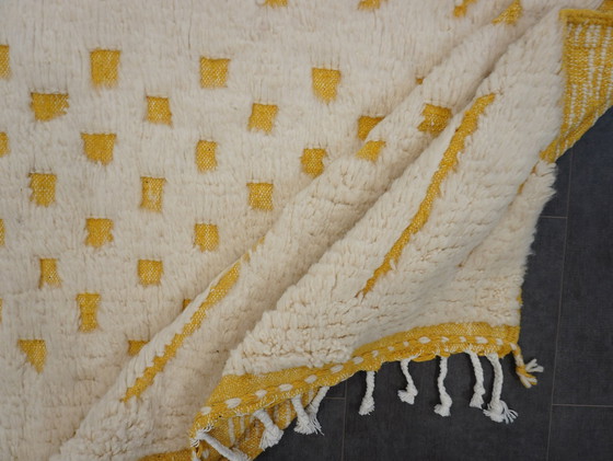 Image 1 of Tapis berbère - 252 Cm X 151 Cm - Laine blanche et jaune