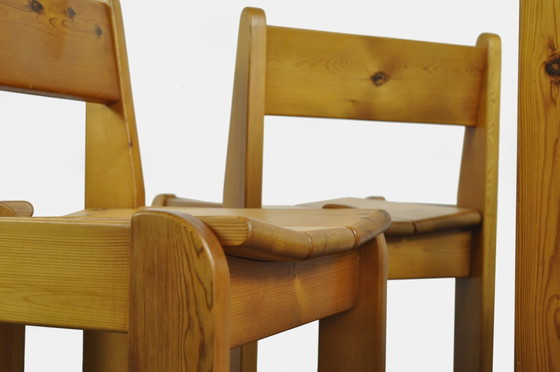Houtwerk Hattem / Chaises de table de salle à manger brutaliste en pin massif / Ate Van Apeldoorn / 1970S (photo 5 of 14)