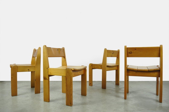 Houtwerk Hattem / Chaises de table de salle à manger brutaliste en pin massif / Ate Van Apeldoorn / 1970S (photo 3 of 14)