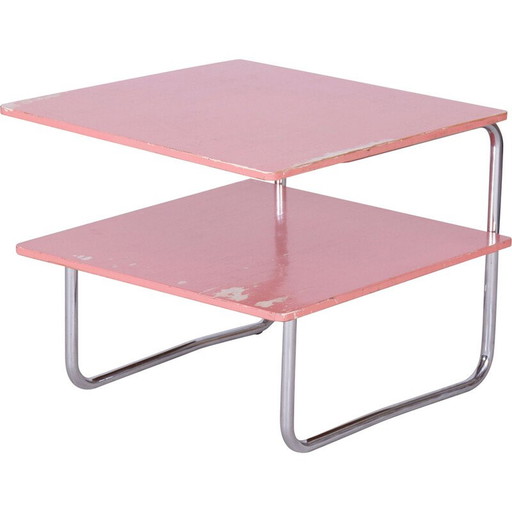 Table basse vintage Bauhaus en chrome pour Mücke Melder, Tchécoslovaquie 1930