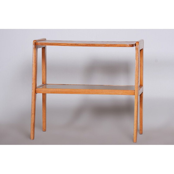 Image 1 of Console vintage Bauhaus en bois de chêne et verre, Tchécoslovaquie, années 1950