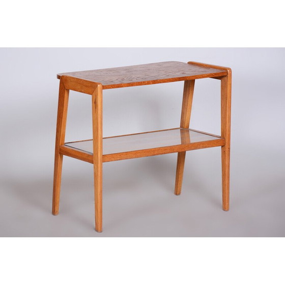 Image 1 of Console vintage Bauhaus en bois de chêne et verre, Tchécoslovaquie, années 1950
