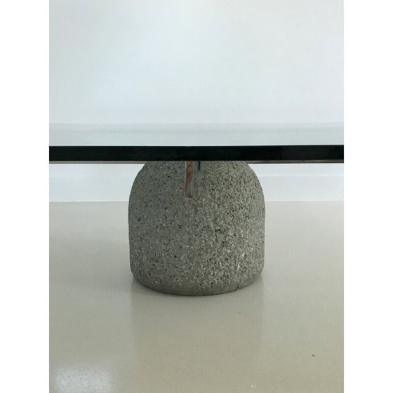 Image 1 of Table basse vintage "Paracarro" en verre et béton par Giovanni Offredi, Italie 1970