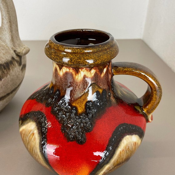 Image 1 of Paire de vases vintage en céramique de lave grasse par Scheurich, Allemagne 1970