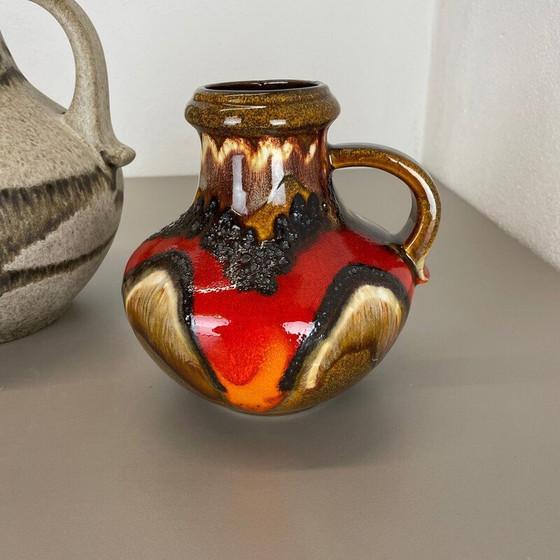 Image 1 of Paire de vases vintage en céramique de lave grasse par Scheurich, Allemagne 1970