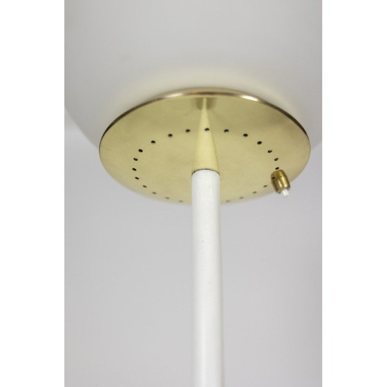 Image 1 of Lampadaire vintage en opaline et laiton doré, Italie 1950