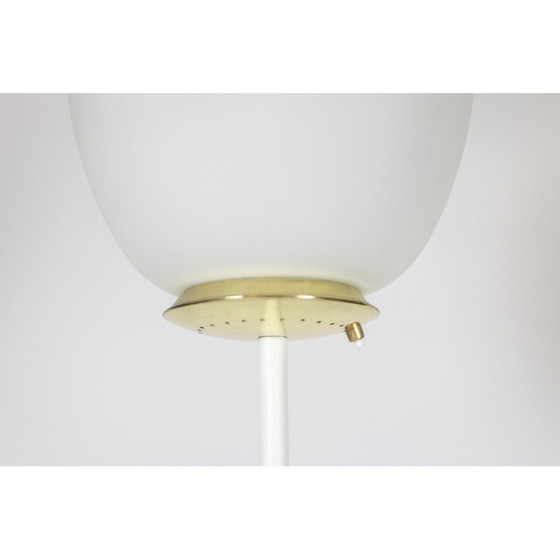 Image 1 of Lampadaire vintage en opaline et laiton doré, Italie 1950