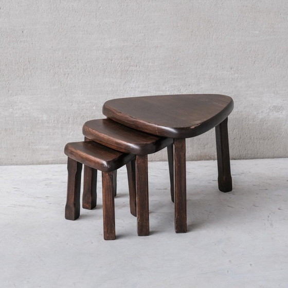 Image 1 of Tables gigognes vintage en chêne, France 1970