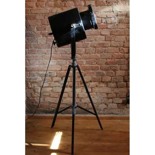 Projecteur de cinéma et de théâtre vintage en acier noir par Veb Narva Rosa, 1989