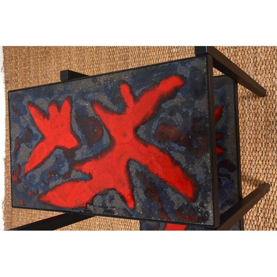 Image 1 of Lampadaire vintage en métal laqué noir, 1950