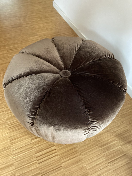 Pouf vintage en velours marron