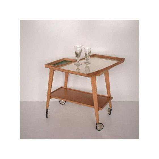 Image 1 of Table de service vintage en hêtre pour Opal Möbel, Allemagne années 1960