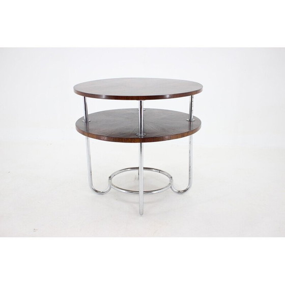 Image 1 of Table basse vintage fonctionnaliste en noyer, Tchécoslovaquie 1930