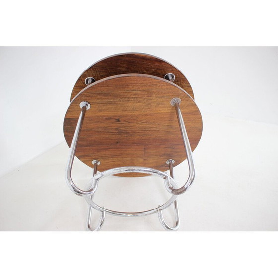 Image 1 of Table basse vintage fonctionnaliste en noyer, Tchécoslovaquie 1930