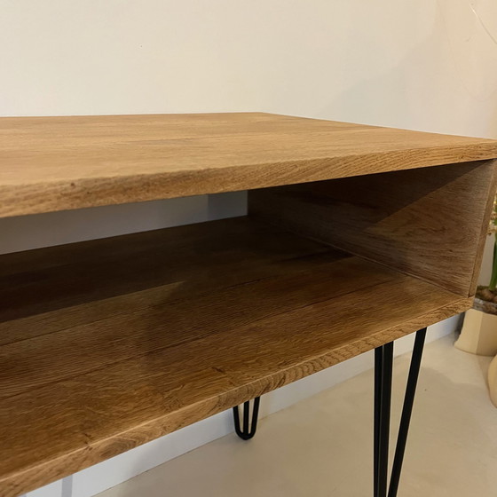 Image 1 of Petite Console En Bois Pieds Épingles