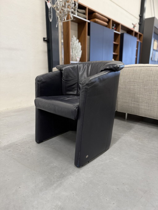 Fauteuil club Rolf Benz en cuir bleu