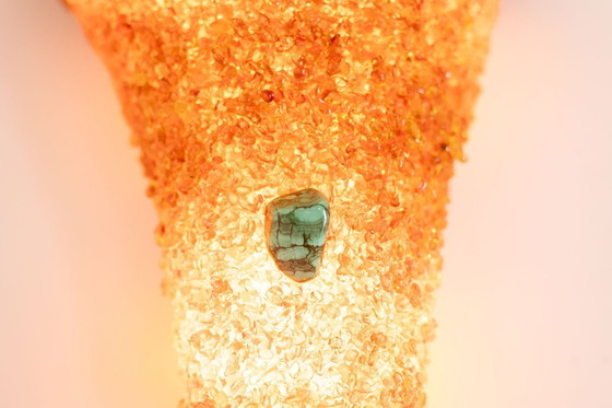 Image 1 of Paire D’Appliques En Ambre Et Malachite. Travail Contemporain.