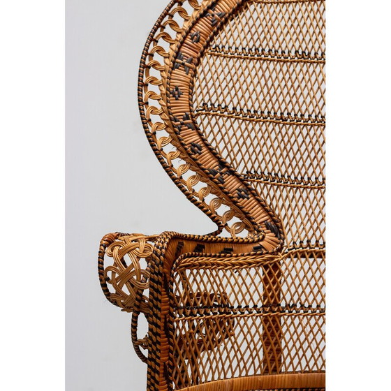 Image 1 of Fauteuil vintage en osier Emmanuelle, 1970