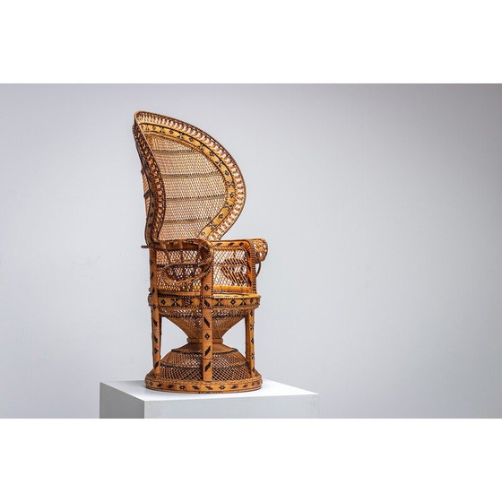 Image 1 of Fauteuil vintage en osier Emmanuelle, 1970