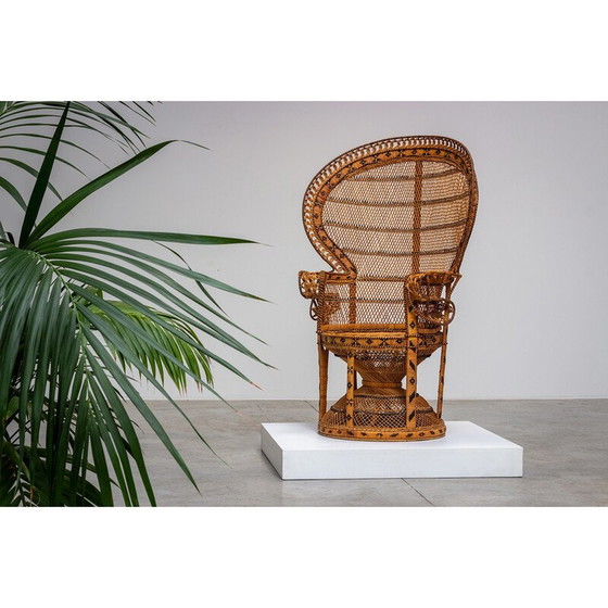 Image 1 of Fauteuil vintage en osier Emmanuelle, 1970