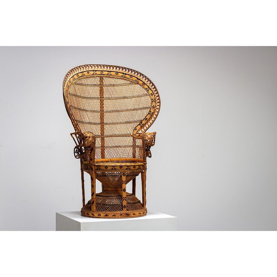 Image 1 of Fauteuil vintage en osier Emmanuelle, 1970