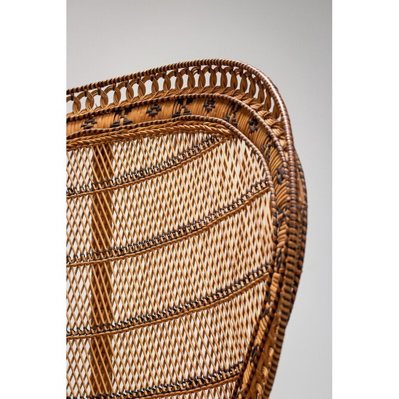 Image 1 of Fauteuil vintage en osier Emmanuelle, 1970
