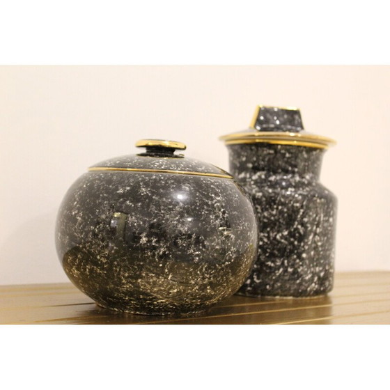 Image 1 of Paire de vases vintage en céramique décorée à la main par Vicenza, Italie 1940