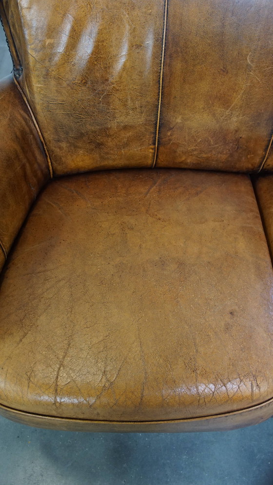 Image 1 of Canapé 2 places vintage en cuir de mouton