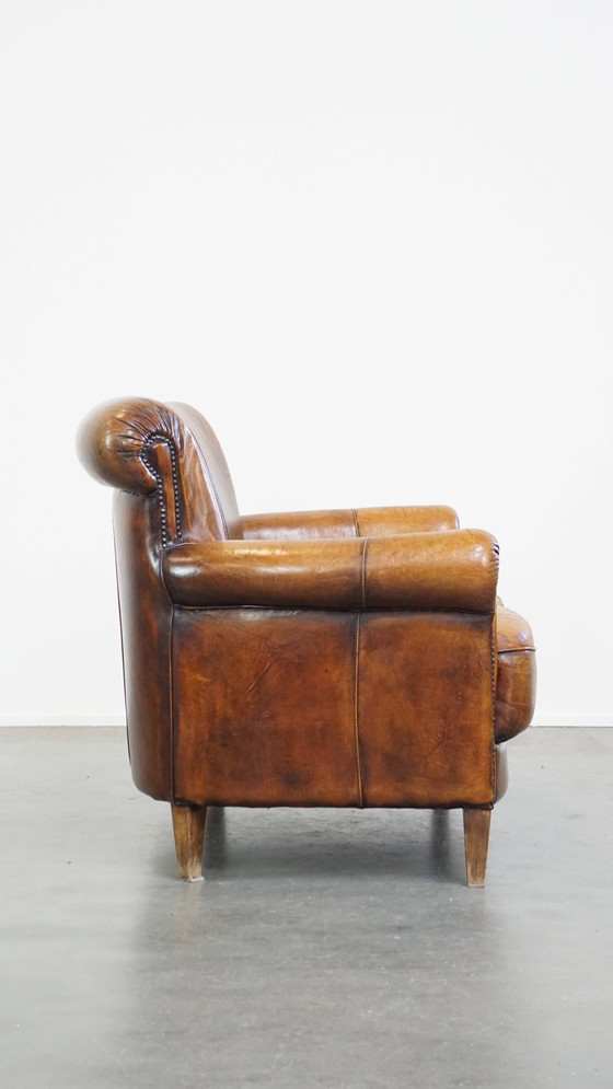 Image 1 of Canapé 2 places vintage en cuir de mouton