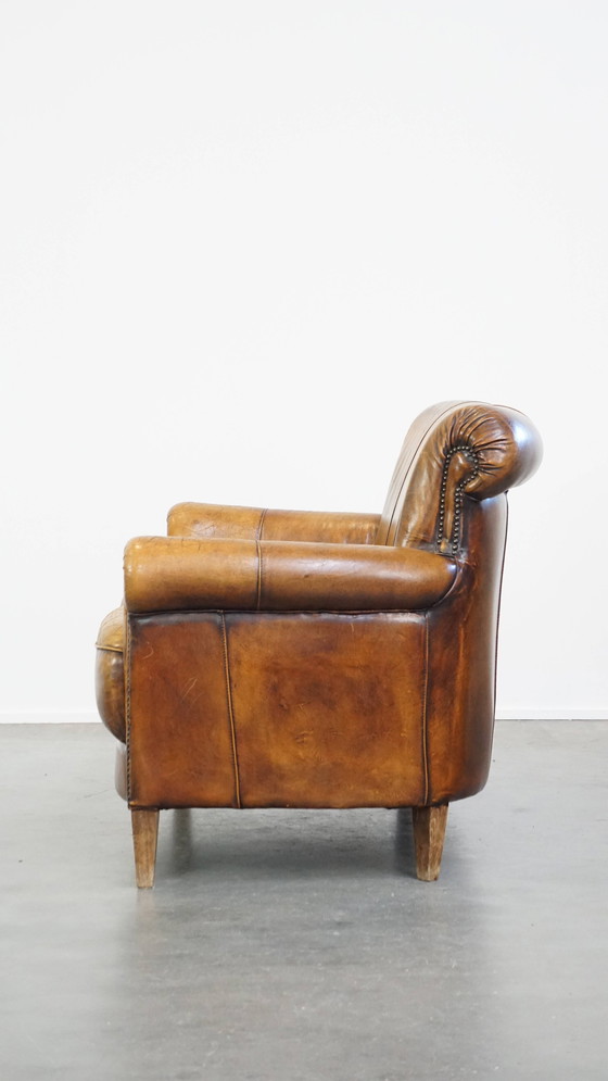 Image 1 of Canapé 2 places vintage en cuir de mouton