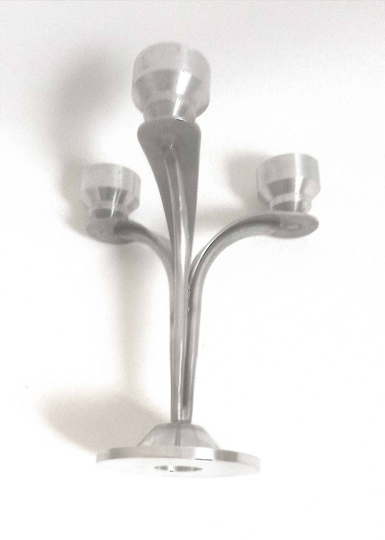 Image 1 of Chandelier 3 Feux Inox Massif Hauteur 22,5 Cm Fin 1960