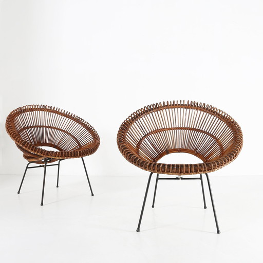 2 fauteuils de salon en rotin par Janine Abraham & Dirk Jan Rol, 1960S