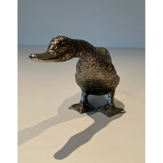 Image 1 of Canard vintage en bronze argenté, 1970