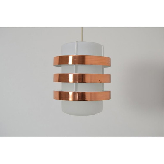 Image 1 of Suspension vintage en verre et métal par Drupol, Tchécoslovaquie 1970