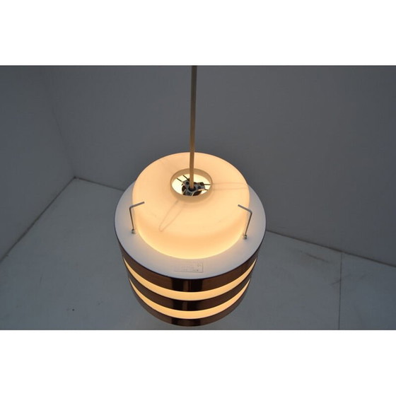 Image 1 of Suspension vintage en verre et métal par Drupol, Tchécoslovaquie 1970