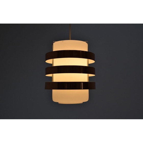 Image 1 of Suspension vintage en verre et métal par Drupol, Tchécoslovaquie 1970