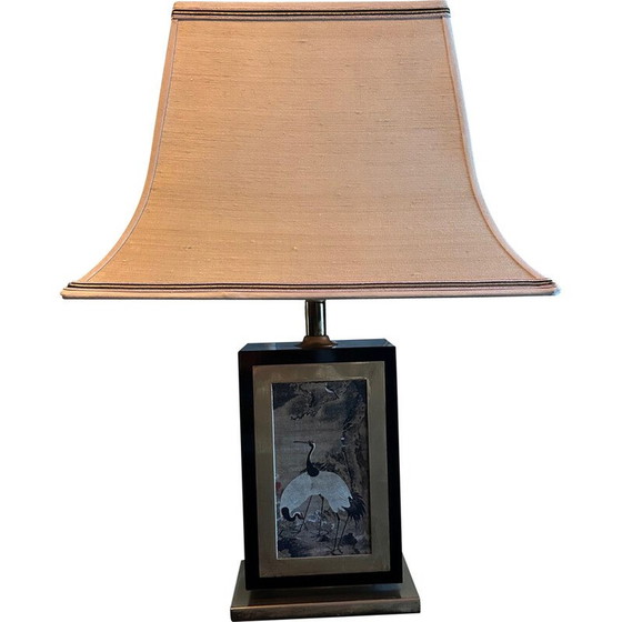 Image 1 of Lampe pagode vintage en mélamine laquée et laiton pour Maison le Dauphin, 1970