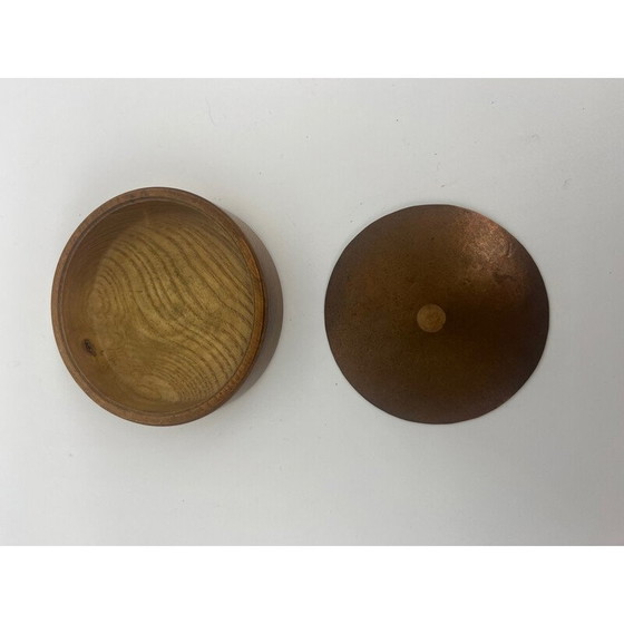 Image 1 of Boîte vintage scandinave avec couvercle en cuivre, 1950