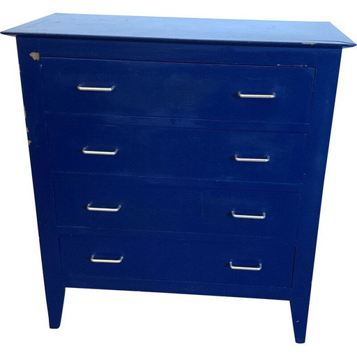 Commode bleue vintage à 4 tiroirs