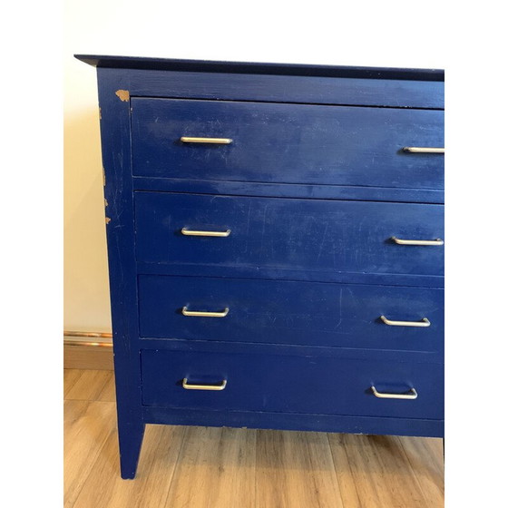 Image 1 of Commode bleue vintage à 4 tiroirs