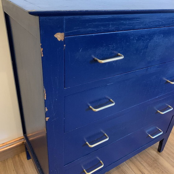 Image 1 of Commode bleue vintage à 4 tiroirs