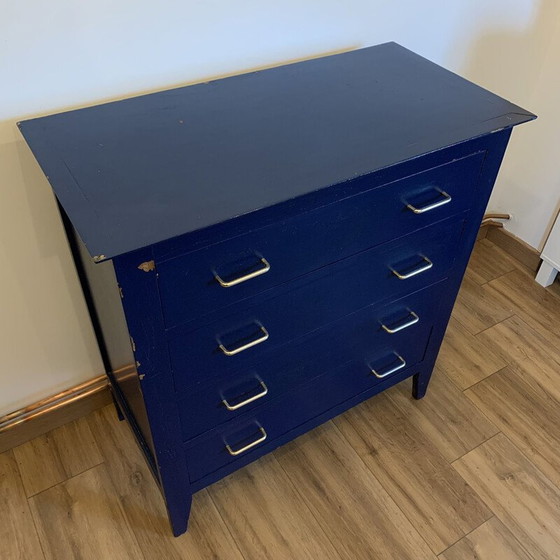 Image 1 of Commode bleue vintage à 4 tiroirs