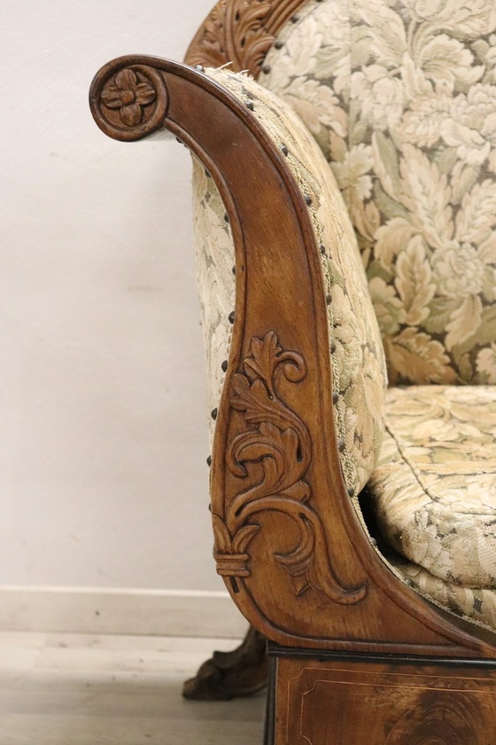 Image 1 of Canapé ancien en bois, 19ème siècle