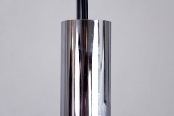 Image 1 of Lampe pendante cascade en verre opale et chrome 1970