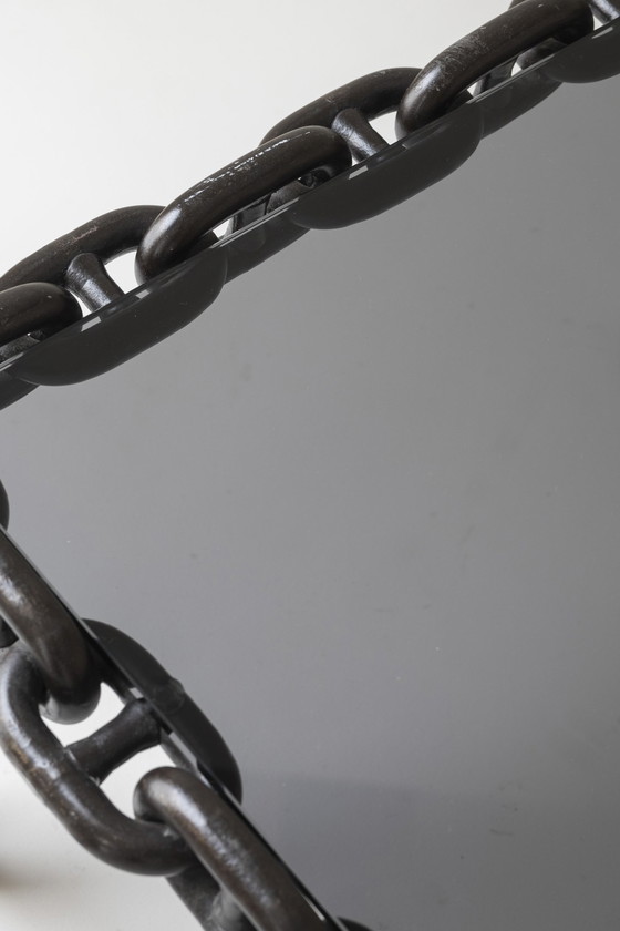 Image 1 of Exceptionnelle table basse artisanale en maillons de chaîne, Belgique, années 1970