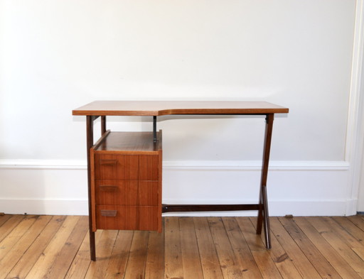 Bureau Boomerang Scandinave Teck et sa Chaise 1960